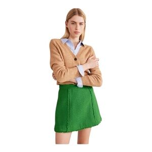 Boden Kelly Green Tweed Interest Mini Skirt 6